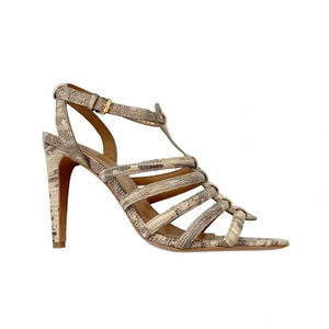 New TORY BURCH Charlene Lizard Print Sandal Heel Size 10